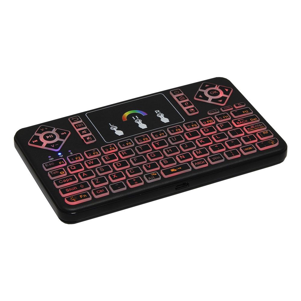 This wireless mini keyboard with german key layout has a wireless range of up to 10 meters at a transmitting power of maximum +5 dB.